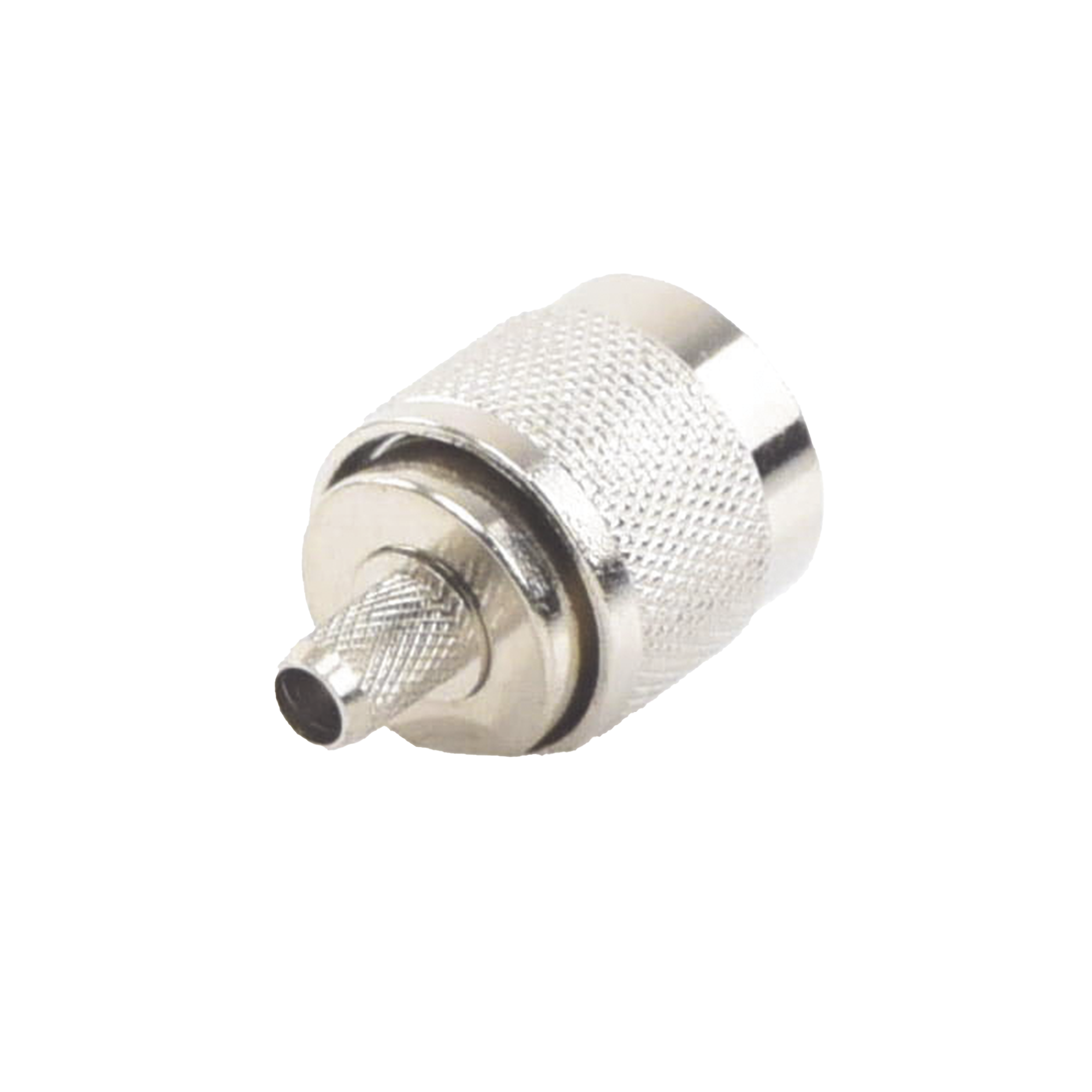 Conector N Macho para 75 Ohm de Anillo Plegable para cable RG-59, Niquel/ Oro /Teflón. Conector N Macho para 75 Ohm de Anillo Plegable para cable RG-59, Niquel/ Oro /Teflón.